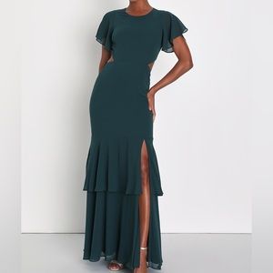 Emerald Green Tiered Cutout Maxi Dress